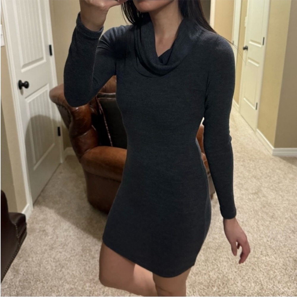 Cowl Neck Fitted Sweater Dress